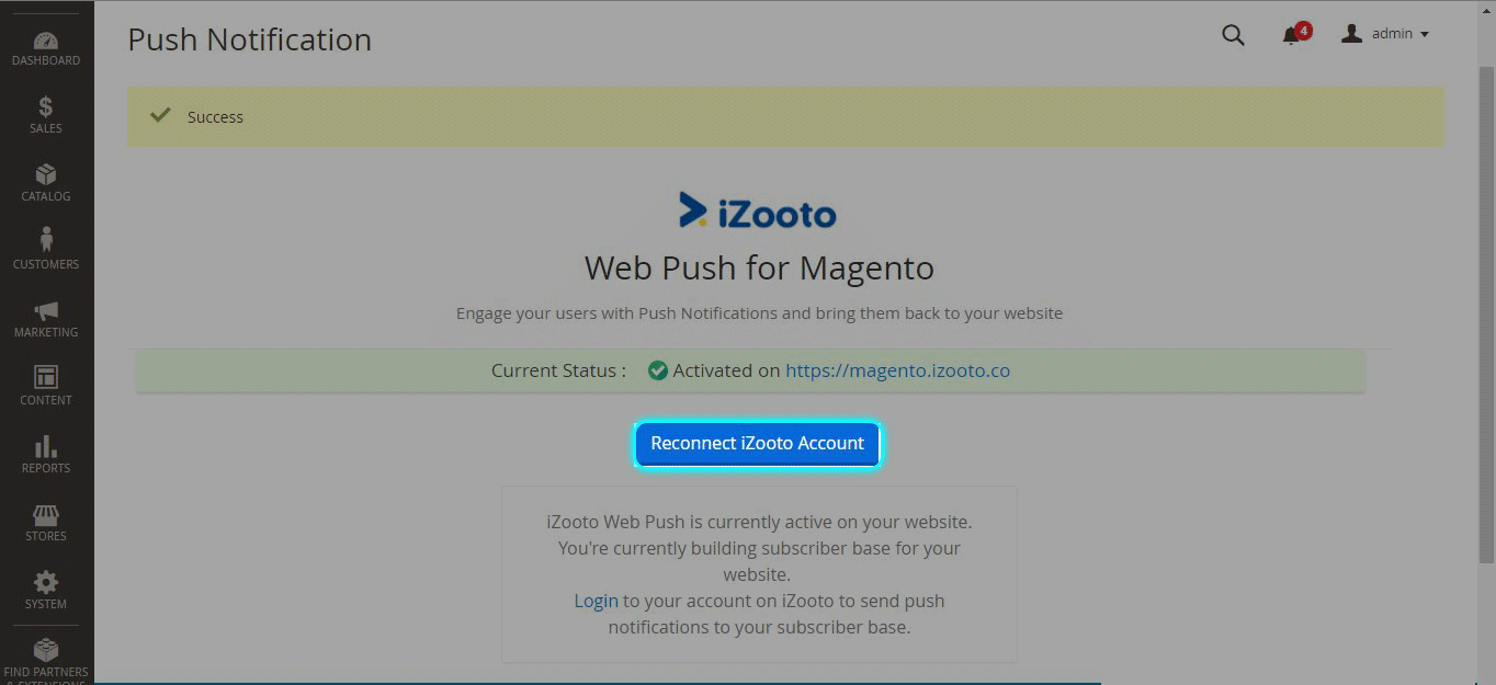 Connect iZooto Account