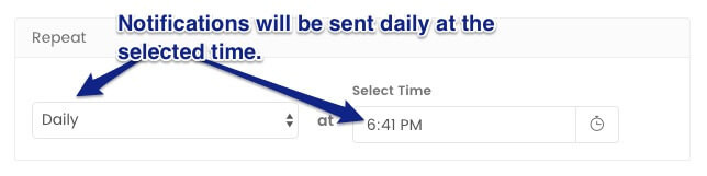 Setting the frequency of drip notification campaign to daily - marketing automation