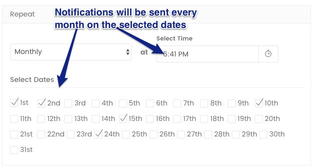 Drip Push Notification Campaigns which are executed basis the date of the month - marketing automation
