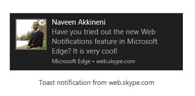 Push Notification on Microsoft Edge