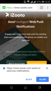 Setup iZooto Push Notifications for websites on https protocol 