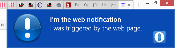 Opera web notifications