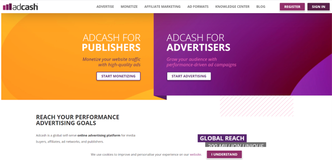 adcash cpm ad network for publisher