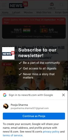 email newsletter google one tap optin
